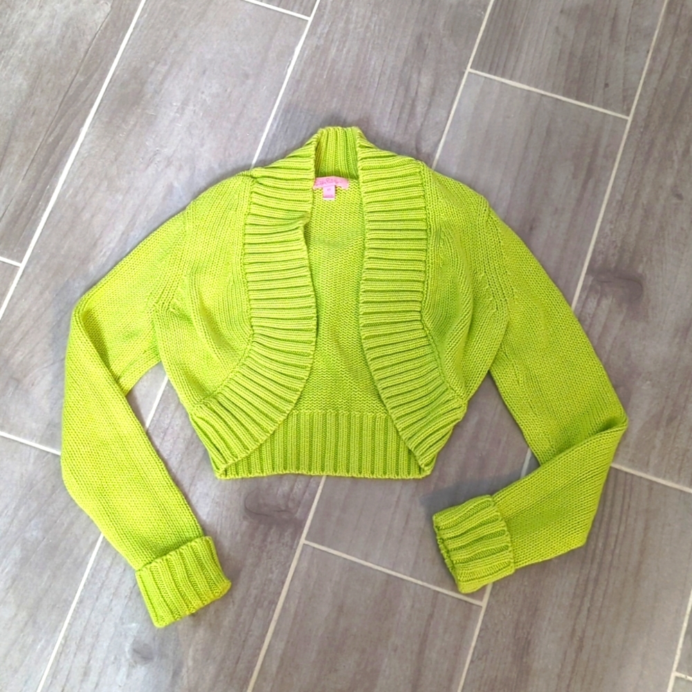 Lilly Pulitzer bright green cropped cardigan XS
